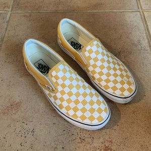 Vans yellow checkered size 9 women’s slip ons